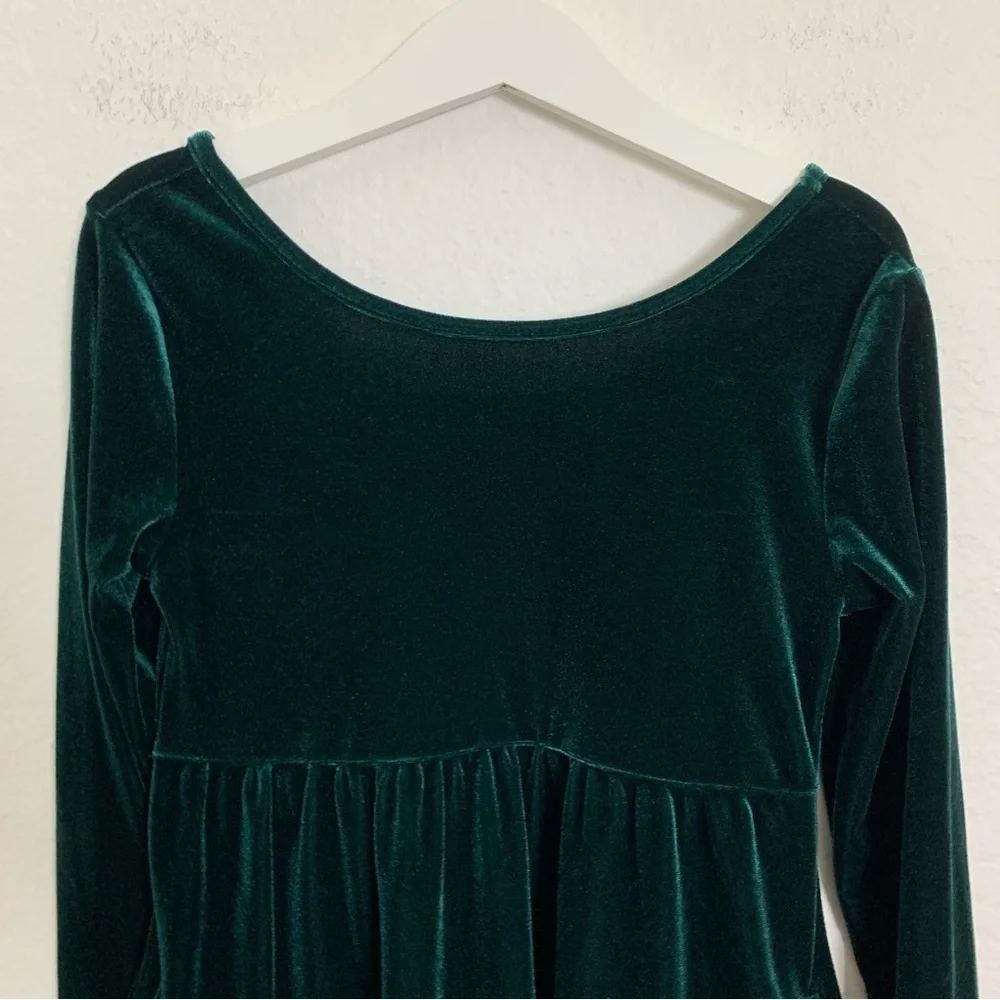 old navy green long sleeve dress Velour Holiday Girl's S (6-7) Stretch PREFALL SOLIDS